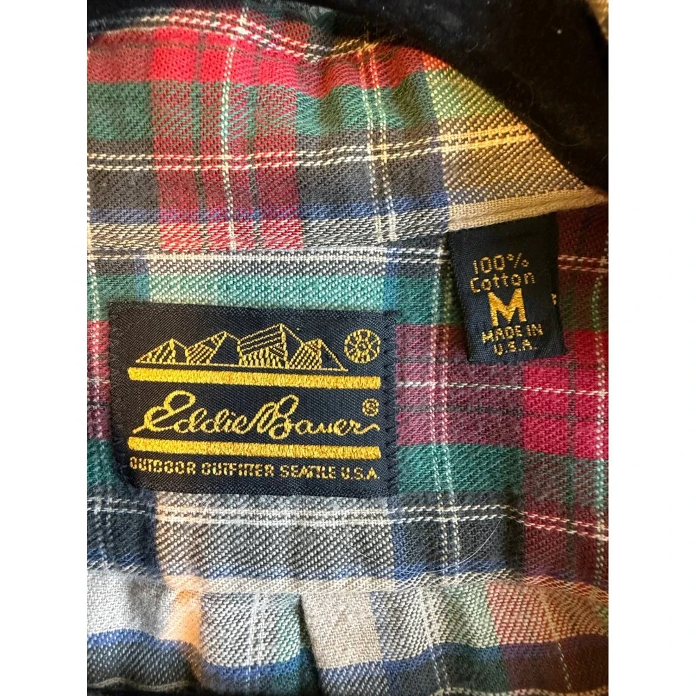 Vintage 90's Eddie Bauer Plaid Flannel Shirt‎ Vintage Cotton Button Down